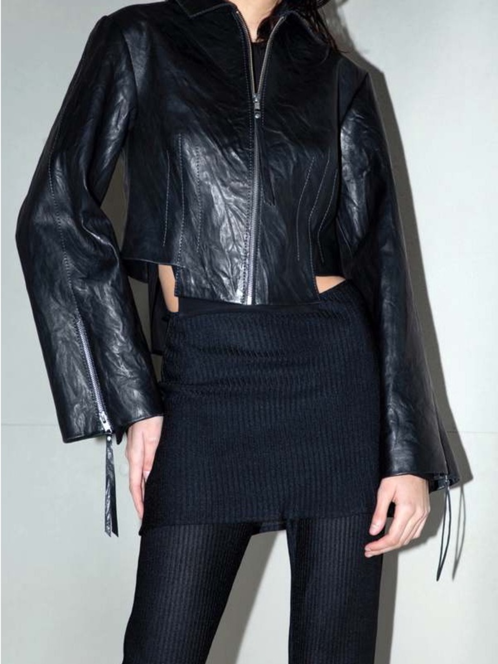 Jovana Markovic black wave leather jacket - Picture 3 of 7